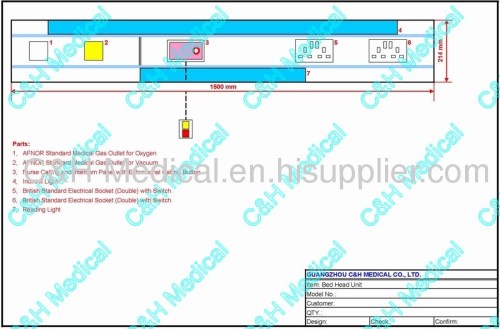 Hospital Using Medical HeadWalls with French Standard Medical Gas Outlets