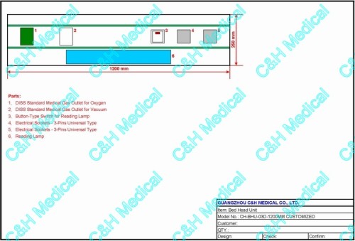 Medical Gas Pipeline System Equipment of Hospital Bed Head Unit - BHU