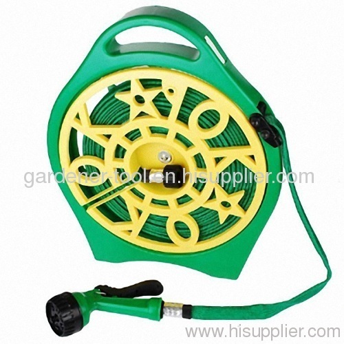 50FT Garden flat hose with Plastic OK reel