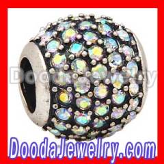 2013 european Sterling Silver Crystal AB Pave Lights With Crystal AB Austrian Crystal Charm