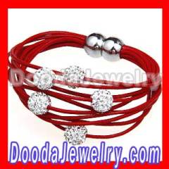 Wholesale Shamballa Leather Bracelet with Swarovski Crystal