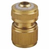 Brass snap-in garden coupling with waterstop