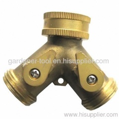 Brass Y hose tap coupling with valve