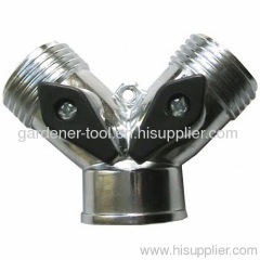 Zinc 2 Way Double Tap Adaptor with Individual On/Off Valves