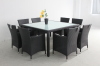 modern furniture PE rattan dining room set square table and chair 9pcs