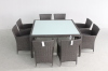 modern furniture PE WICKER dining furniture square table and chair 9pcs