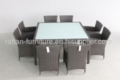 modern furniture PE WICKER dining furniture square table and chair 9pcs