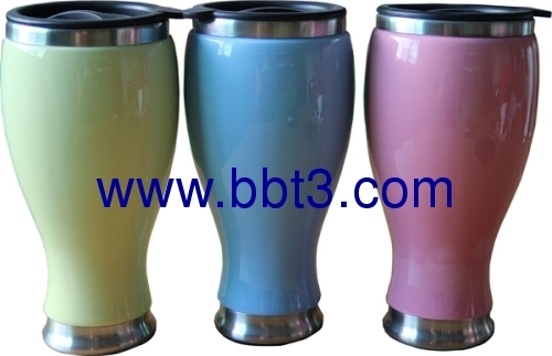 2013 new vase shape ceramic mug with stainless steel inside
