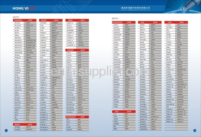 Autolite Beru Brisk Bosch Champion Denso Eyquem Motorcraft NGK