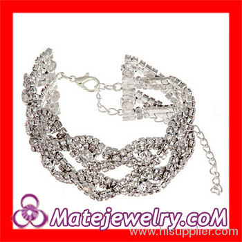Cheap Trendy Costume Jewelry Bling Pave Crystal Chain Bracelet