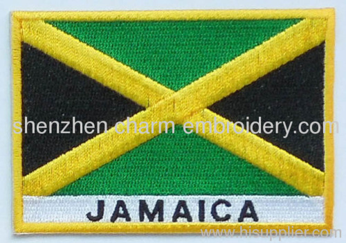 Twill Jamaica national embroidered flag patches, stick-on, sew-on, 50-80mm and plastic backing