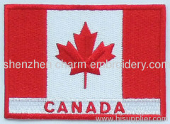 Custom plastic backing twill 100% embroidered Canada flag patches,sew-on,8.0cm*6.0cm, two colors