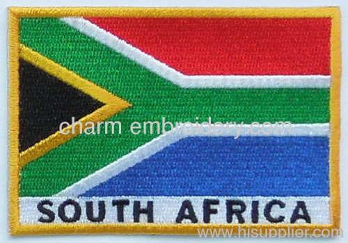 Stick-on and six thread colors, 50-80mm, 100% twill South Africa national embroidered flag patches