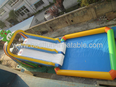 Frog Inflatable Water Slide With Detachable Pool