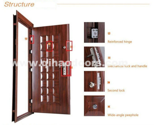 powder coating red color steel door(QH-0204P)