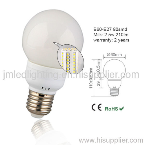 led lighting bulb e27 b60 2.5w