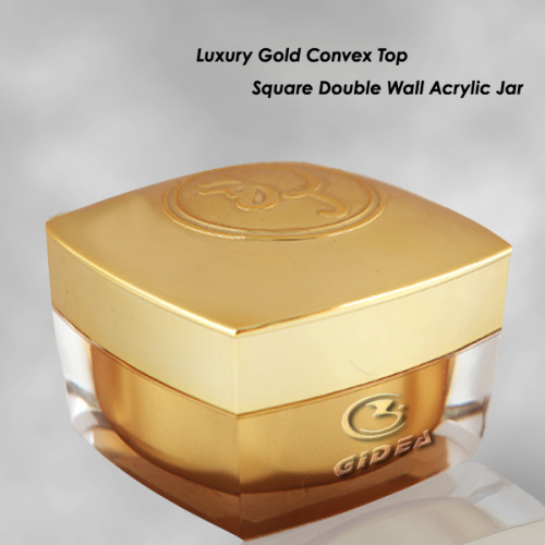 Gold Square Acrylic Double Wall Plastic Cream Cosmetic Jar