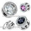 Steel Zirconia Star CZ Stone 3mm Eyelets Body Piercings Jewelry / Flesh Tunnel Plugs Without Tags