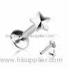 3D Star 316L Surgical Stainless Steel Internally Threaded Lip Piercing Labret Monroes Jewelry