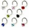 Cool Prong Set Gem Unisex Nose Ring Jewelry / Nose Hoop Rings With Swarovski Stone