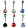 Swarovski Stone Non - Allergic Hand Made Polishing Belly Piercing Rings / Navel Button Ring