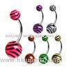 Zebra Skin Surgical Stainless Steel Uv Acrylic Button Belly Piercing Rings For Anniversary