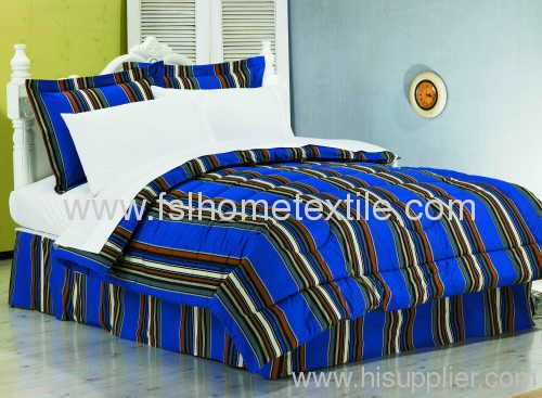 T200 Polycotton 4pcs Comforter Set with Printing Stripe Designs