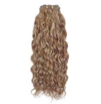 French Curl color machine hair weaving weft remy hair weft