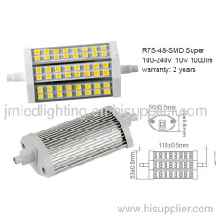 100-240v r7s led lamp 118mm 10w 1000lm aluminium