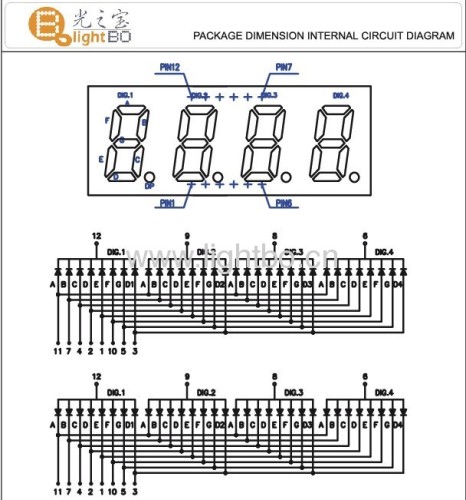 ortak anot dört haneli 0.32" süper parlak kırmızı 7 segment led ekran