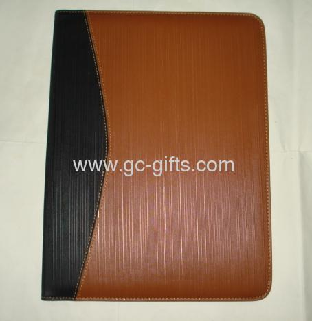 brown-black A4 sizes pu leather organizer with notepad