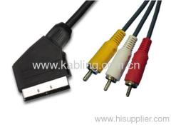 Scart Cable Scart Plug to 3 RCA Plug