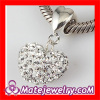 925 Sterling Silver european White Crystal Heart Pendant Beads