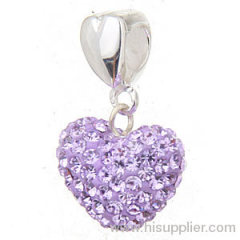 925 Sterling Silver european White Crystal Heart Pendant Beads