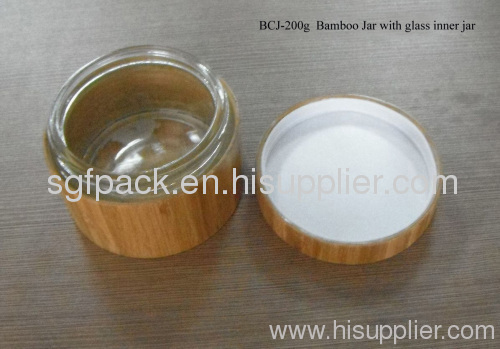 Naturel bamboo package 15-200g bamboo glass cream jar makeup containers