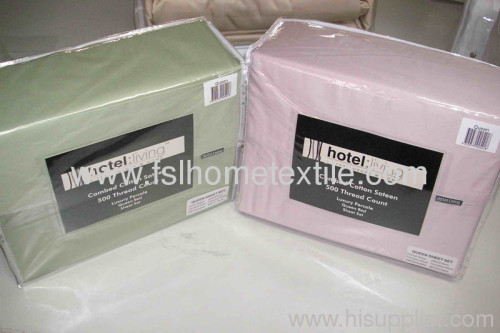 Stock T500 100% Cotton Sheet Set In Abundant Solid Colors