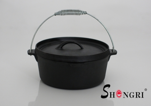 Shengri 8Quart Pre Seasoned Cast Iron Camp Dutch Oven