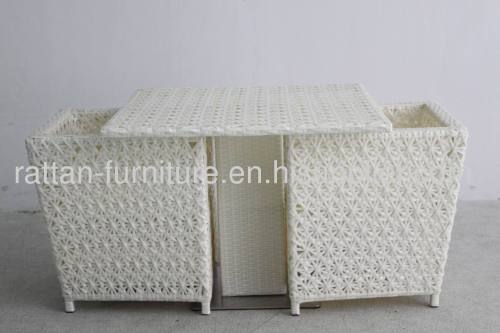 Restaurant furniture PE WICKER dining furniture square table and chair flower weaving