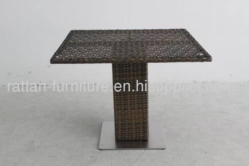 Restaurant furniture PE WICKER dining furniture square table and chair flower weaving