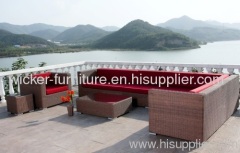 Outdoor wicker sectional sofa with waterproof cushion