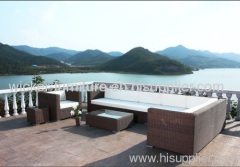Outdoor wicker sectional sofa with waterproof cushion