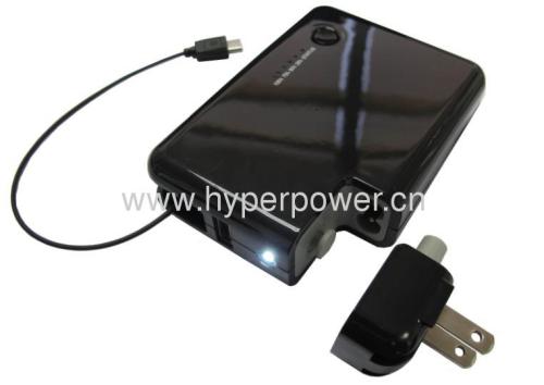 Retractable cable Power Bank with wall charger