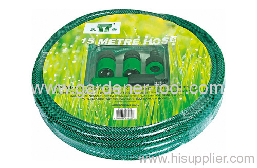 3-Layer PVC Garden Reinforcement Water Hose With 1/2" function hose nozzle set