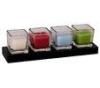 6*6cm Frosted / Clear Square Glass Scented Candle Jars with Wooden Tray TS-CC051