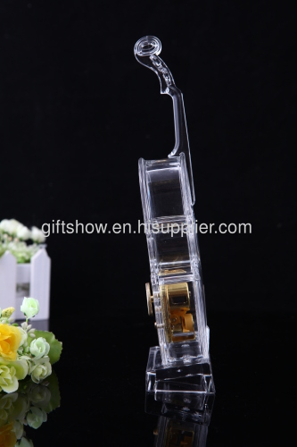 Transparent acrylic cello music box; transparent violin music box creative gift