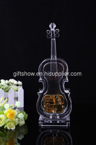 Transparent acrylic cello music box; transparent violin music box creative gift