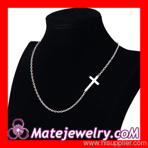 Sterling Silver Cross Sideway Necklace