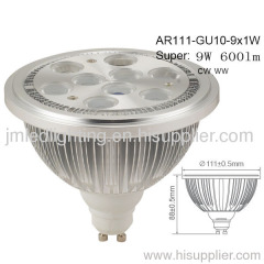 9x1w gu10 ar111 led down lamp light 9w 600lm