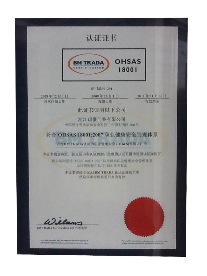 Certificate-OHSAS18001