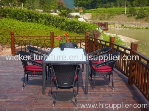 Stack patio wicker dining chair and dining tables